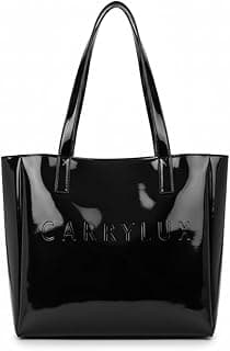 Carrylux Spacious Tote Bag For Womens Handbag Ladies Purses, With Zip Closure Shining Synthetic Leather