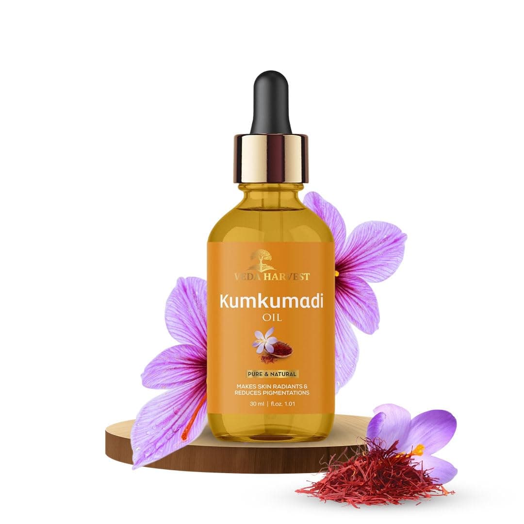 Veda Harvest Kumkumadi oil/Kumkumadi tailam for glowing skin|Brighten Skin|Acne and Pimples|For Dark spots,Wrinkles and Pigmentation| Rich in Vitamin A & C | Brightening Oil|All Skin Types & No Side Effects| 30ml