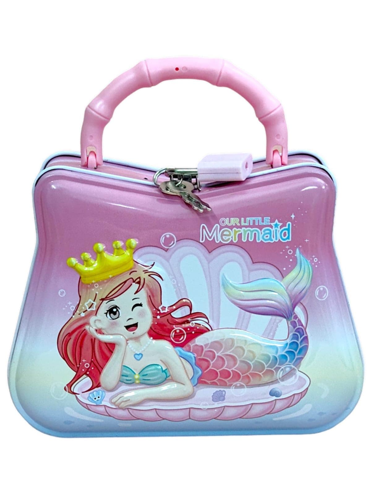 TERA Piggy Bank for Kids, Mermaid Coin Box with Lock & Key, Metal Money Bank for Boys and Girls (1pcs)