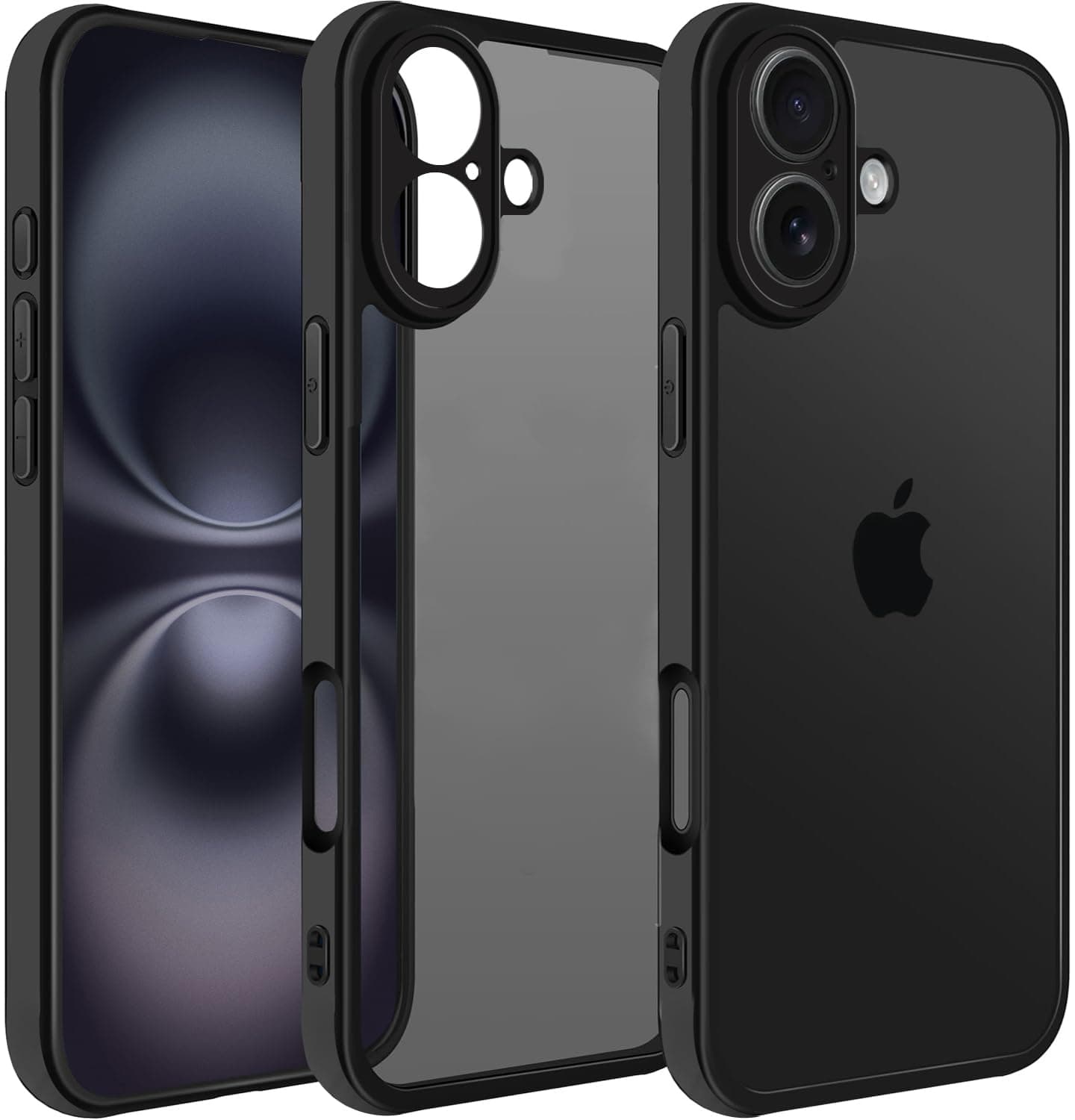 Amozo for iPhone 16 Back Case Cover | Defence Series Matte Camera & Drop Protection Back Cover Case for iPhone 16 (Polycarbonate|Black)