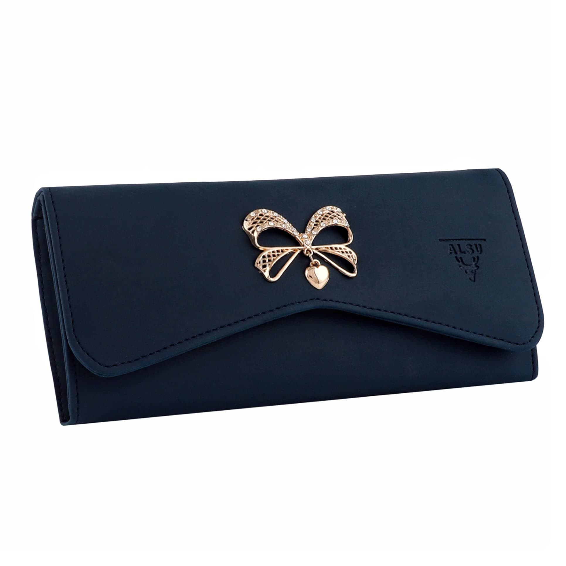 ALSU Women's Peacock Blue Vegan Leather Hand Clutch Wallet Purse | 4 Card Pocket (gdu-015peablu)
