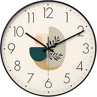 Auromin Clock for Living Room Stylish - Designer Wall Clock | Modern Aesthetic Clock | Silent Non-Ticking Analog Wall Watch for Bedroom, Hall & Office (Black Leaf, 30 cm)