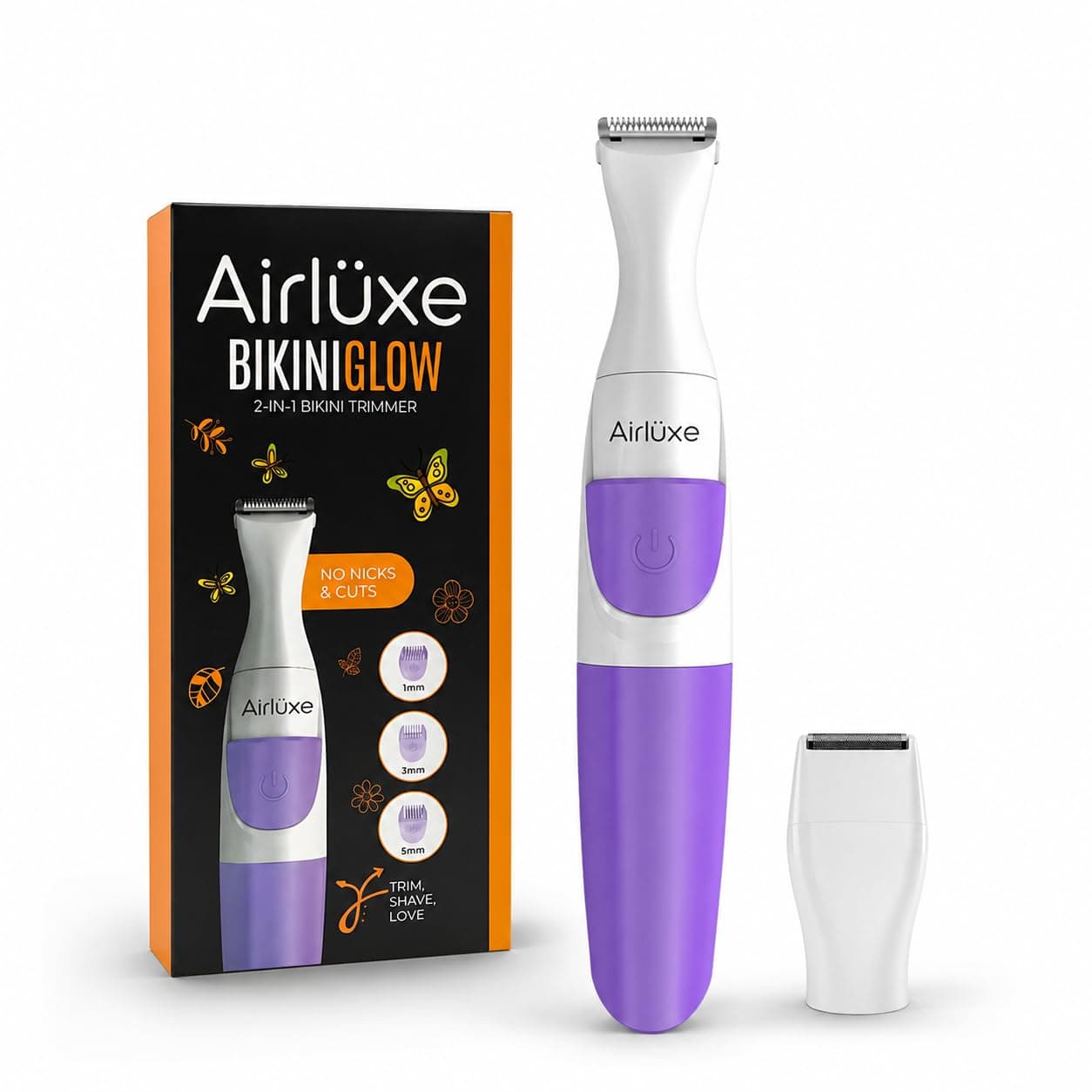 Airluxe BikiniGlow 2-in-1 Bikini Trimmer & Shaver for Women | Hair Remover for Intimate Private Parts, Body, Arms & Legs | Foil Razor Blade | Wet & Dry | Battery Operated | 1 Year Warranty