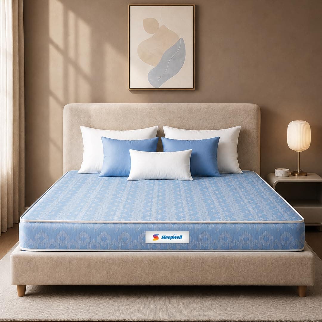 Sleepwell Dual Mattress | Single Size 75x36x6 Inch | One Side Soft One Side Firm | Orthopedic Support | Resitec Foam with VPF | Knitted Fabric | Neem Fresche Anti-Microbial | 10 Yr Warranty