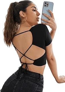 Aahwan Women's Polyester Slim Fit Red Solid Criss Cross Tied Backless Crop Top