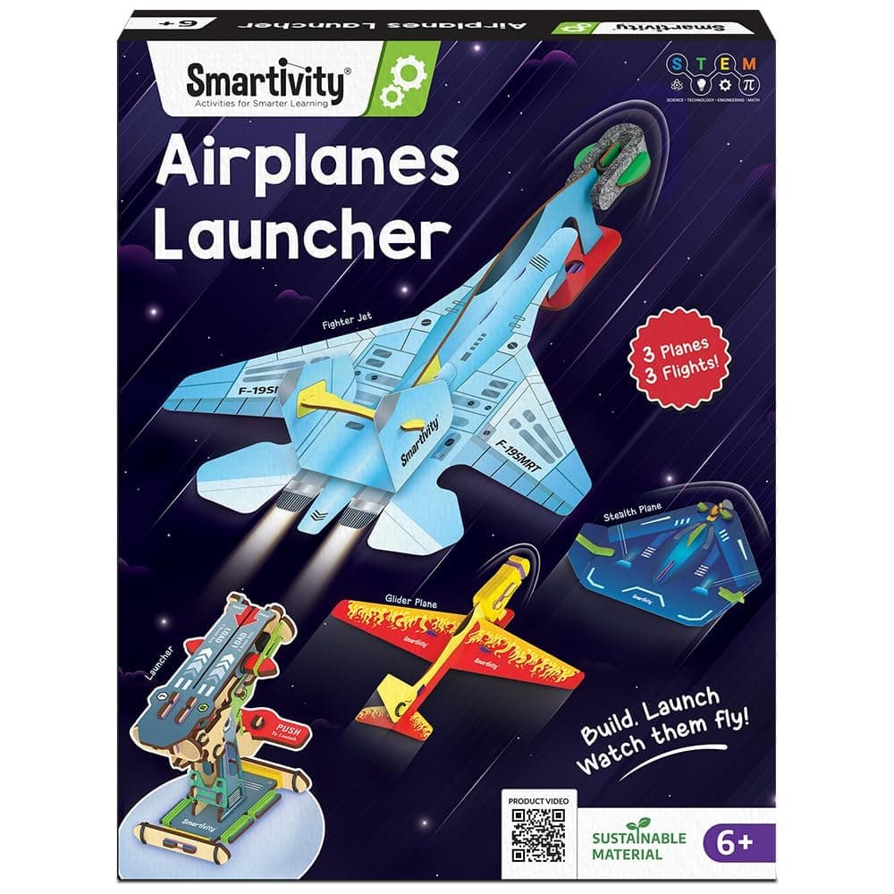 Smartivity 3in1 Aeroplanes Launcher Toy for Kids 6-12 | Build & Launch 3 Planes – Fighter Jet, Glider, Stealth | Birthday Gift for Boys & Girls I DIY STEM Toy for Ages 6,7,8,10,11,12 Years