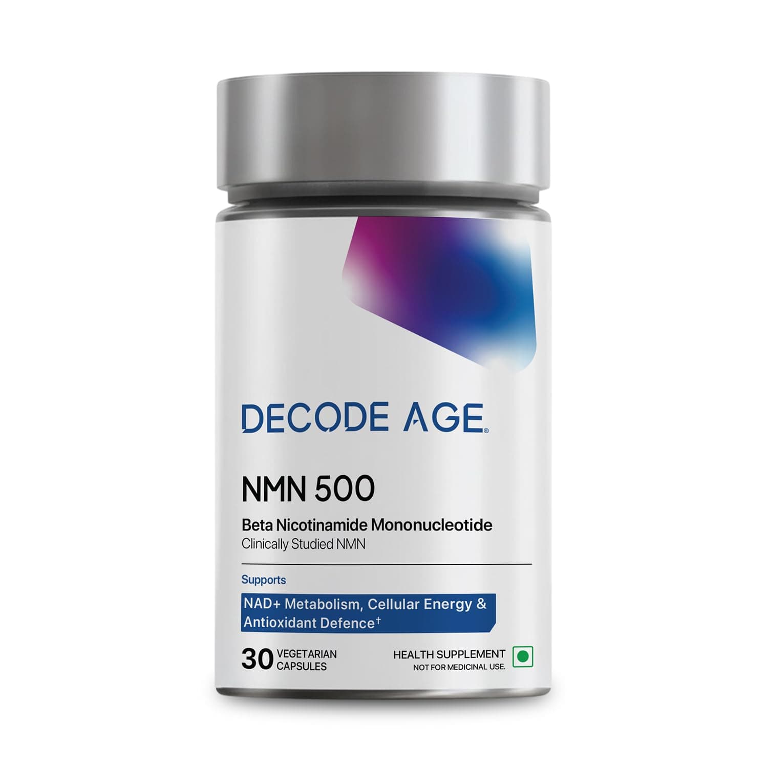 NMN Supplement 500mg | 99% Pure NMN for Anti-Aging, NAD+ Boost & Cellular Energy | High Absorption Nicotinamide Mononucleotide | Longevity & DNA Repair Support | Decode Age