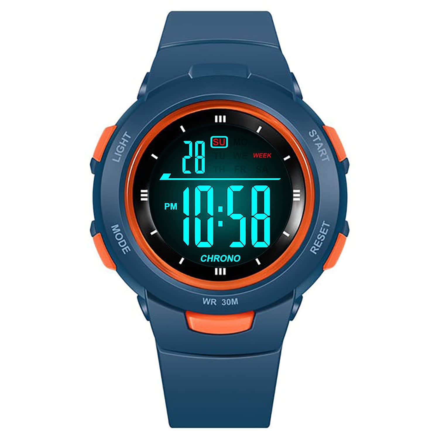 Time Up Alarm Waterproof Digital Unisex Child Watch (Multicolor Dial Colored Strap)
