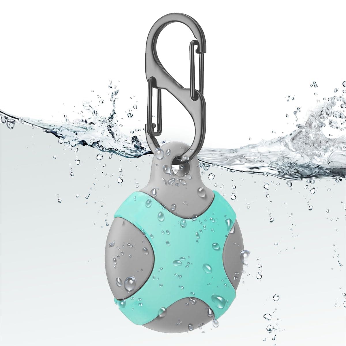 KACA IPX8 Waterproof Silicone Case Compatible with Apple AirTag - Full Protection, Keychain Included, Waterproof, Premium Food Grade Silicone, Scratch-Free, Safe for Kids and Pets [Green & Grey]