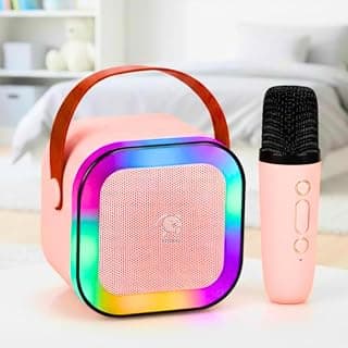 Storio Rechargeable Karaoke Mic with Speaker for Singing | Wireless Bluetooth Microphone with LED Lights | Portable Music Mic for Kids Boys Girls & Adults | Musical Toy & Birthday Gift - Square