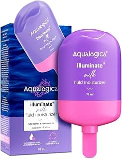 Aqualogica Illuminate + Milk Fluid Moisturizer With Wild Berries & Alpha Arbutin | Lightweight Milk-Like Texture | Evens Skin Tone | 48-H Deep Moisturization | For Oily To Combination Skin | Non Sticky | 70 ml