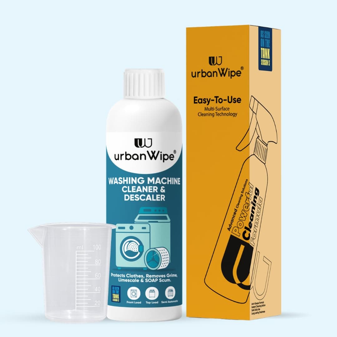 UrbanWipe Washing Machine Cleaner & Descaler Liquid (500ml) | Removes Limescale, Grime & Residue | For Top Load, Front Load And Semi Automatic Machines | Deep Drum Cleaning & Odor Removal Formula