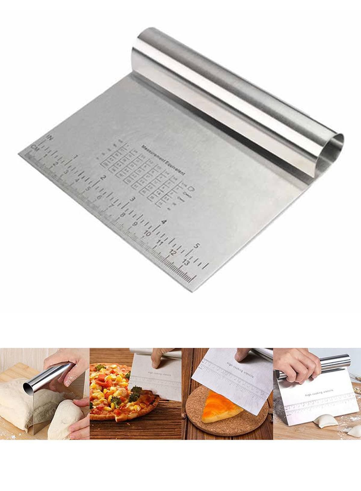 Cake Decor Stainless Steel Small Dough Scrapper with Stainless Steel Handle - 14 cm