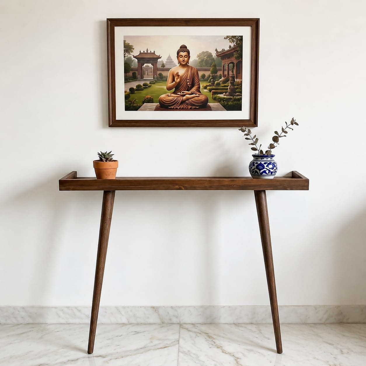 Craftsline 120cm Long Wooden Console Table for Living Room | Side Entrance Table for Home (120x20x80cm)