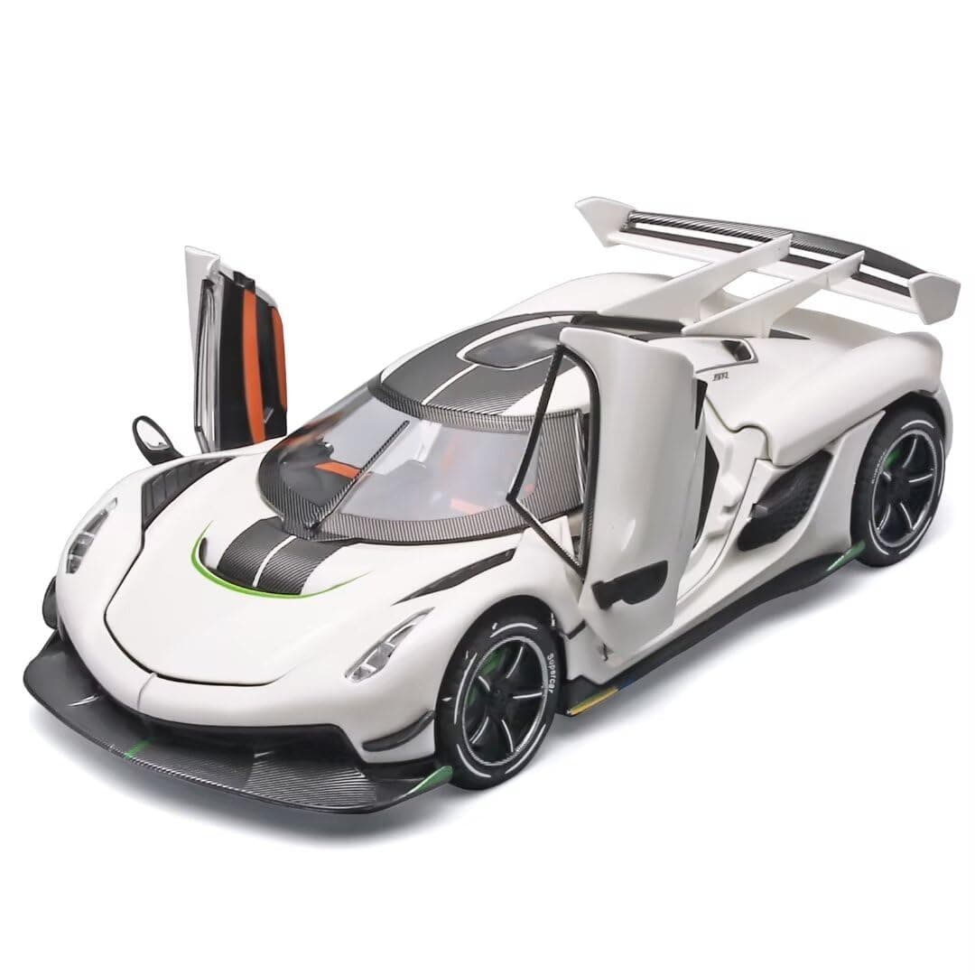 OANMYJJO White Jesko 1:24 Scale Diecast Sports Car Toy Car for Boys Age 3+