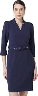 Van Heusen Women's Regular Fit Half Sleeve Mid Thigh Length Sheath Dress