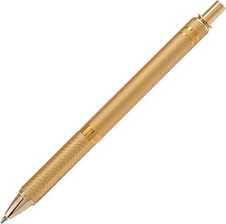 Pentel EnerGel 0.7 MM Roller Gel Pen | Textured Grip With Retractable Mechanism | Classic Design With Golden Metal Body | 1 Pc Blister Pack | Gold Body Blue Ink (BL407)