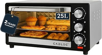 CADLEC MultiChef Multi-Function OTG for Kitchen, 25 Litre, 1300W, Oven Toaster Griller, Adjustable Temperature & Timer, Bake, Grill & Toast, Oven for Baking - Silver