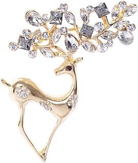 YouBella Jewellery Latest Stylish Crystal Unisex Deer Brooch for Women/Girls/Men