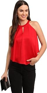 Zink London Red Solid Women's Regular Top