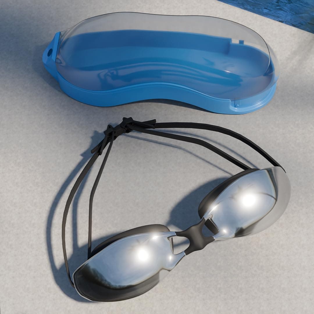 Lifelong Swimming Goggles for Men & Women -Swim Goggles for Adults with Adjustable Push Button Strap -UV Protection & Anti-Fog Swimming Glasses -Silicone Swim Goggles -Universal Fit Nose Bridge, Black
