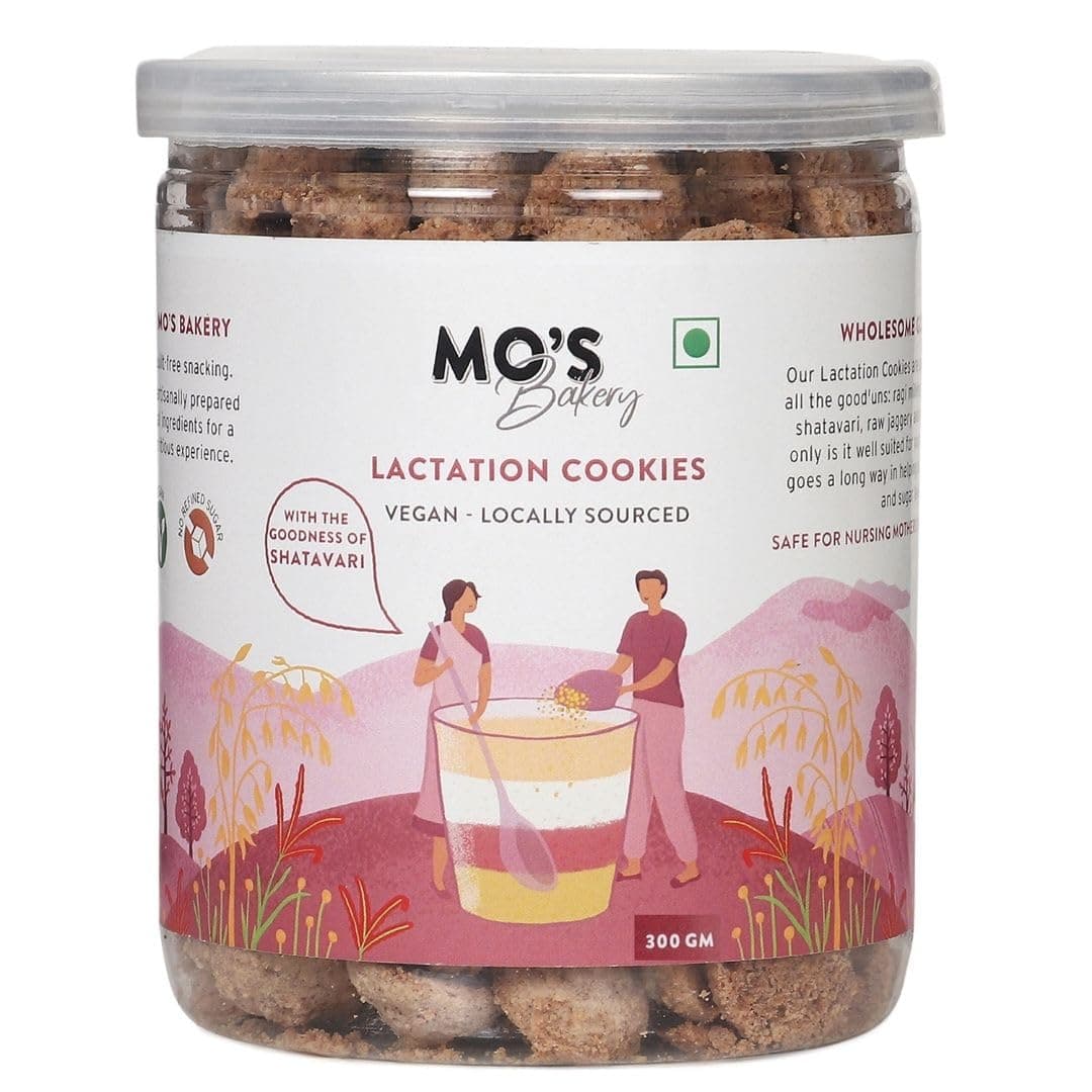 Mo's Lactation Cookies for Breastfeeding – 300g | With Shatavari | Increases Breast Milk Supply | Milk Boosting Snack for New Mothers | Power of Oats and Flaxseed | Natural & Preservative-Free
