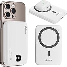 Lifelong Electronics 10000mAh MagSafe Wireless Fast Charging Power Bank for iPhone, Apple AirPods and All Qi Enabled Phones & Devices | USB Type C Port | Small Pocket Size | Strong Magnet & Extra Ring
