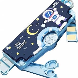 WISHKEY Space Theme Pencil Box for Kids, Astronaut Multifunctional Magnetic Box, Return Gifts for Kids,Pencil Holder, Built-in Sharpener and Accessories, Storage Compartments(Blue)