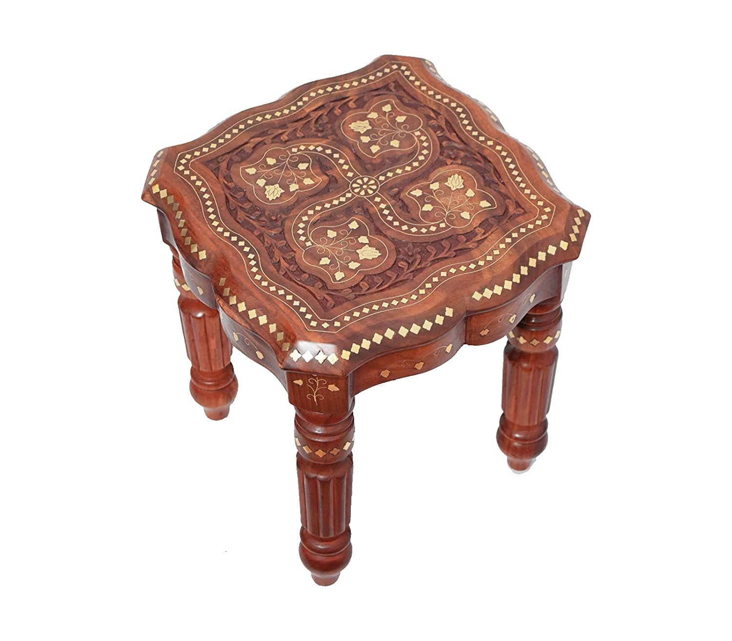 Woodiva Beautiful Antique Wooden Fold-able Side Table//End Table//Plant Stand//Stool Living Room Kids Play Furniture Table (12x12x12) inches