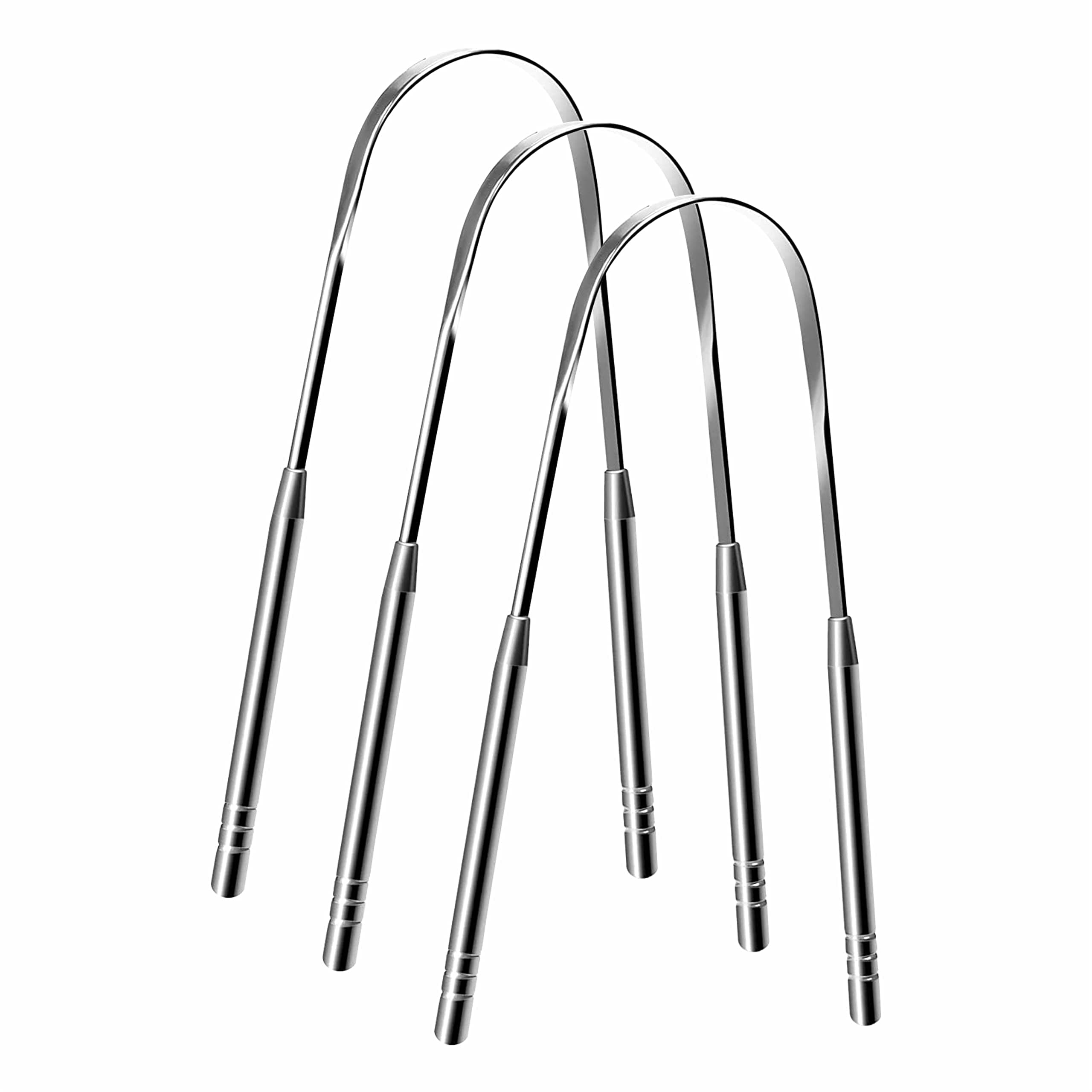 Nurpi oral care steel Tongue cleaner long handle 13 x 5 x 1 cm for Adults and Kids Pack of 3