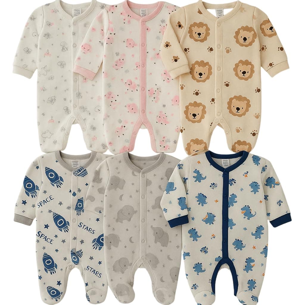 DAADUN Unisex Baby Footed Sleepsuits | Long Sleeve Footed Sleepsuits | Baby Rompers Cotton Sleeveless| Long Sleeve Bodysuits IHalf sleeve onesies