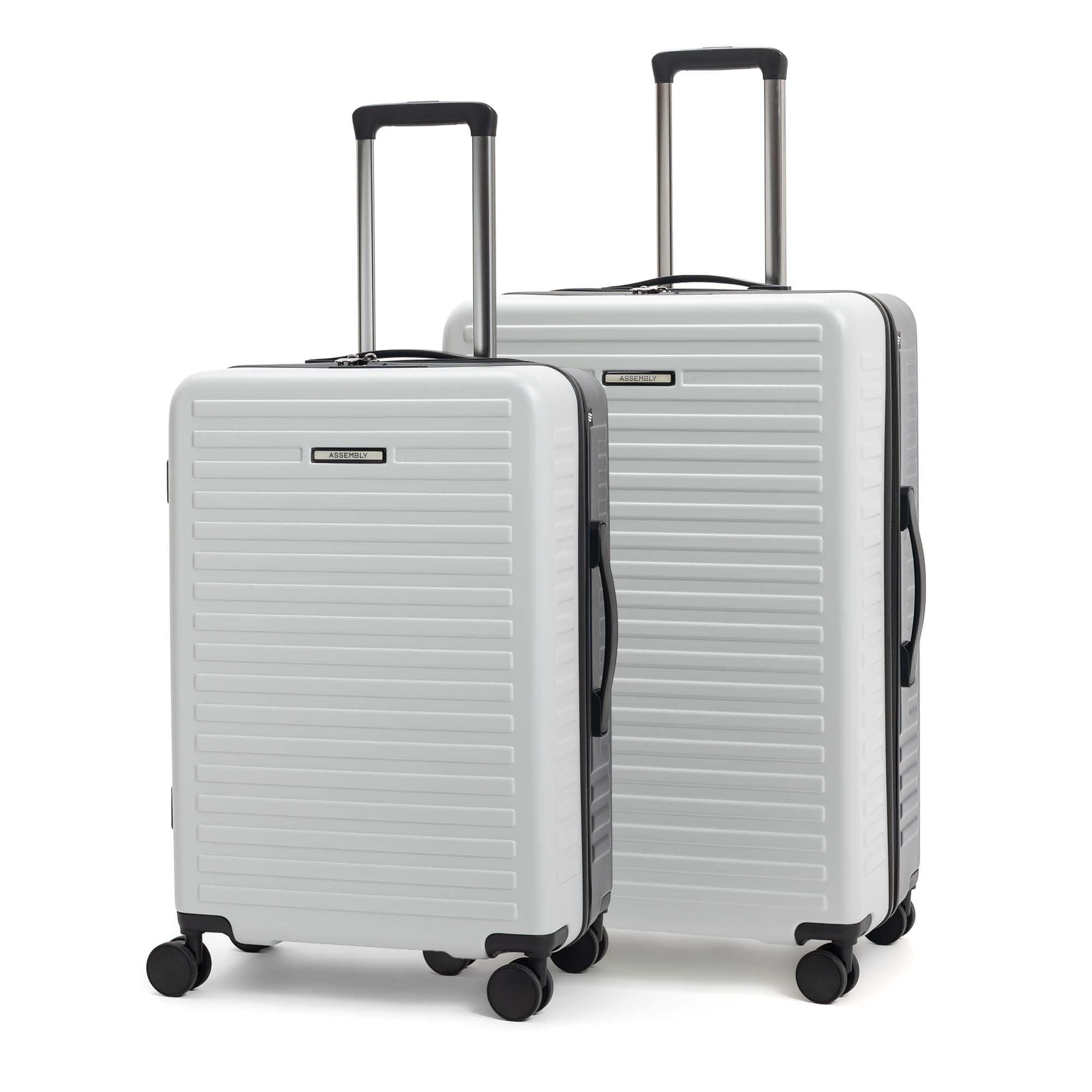 Assembly Stark Trolley Bag Set of 2 24, 28 Inch (65 & 75cm) Dual-Tone Hard Shell Polycarbonate Luggage Set with TSA Lock 8 Spinner Wheels Blue White