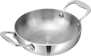 Vinod Platinum Tripy Stainless Steel Mini Kadai - 14cm (600 ml), Compact Design for Healthy Cooking, Induction Friendly Versatile Small kadhai, Use Less Oil, Sturdy and Durable - 5 Years Warranty