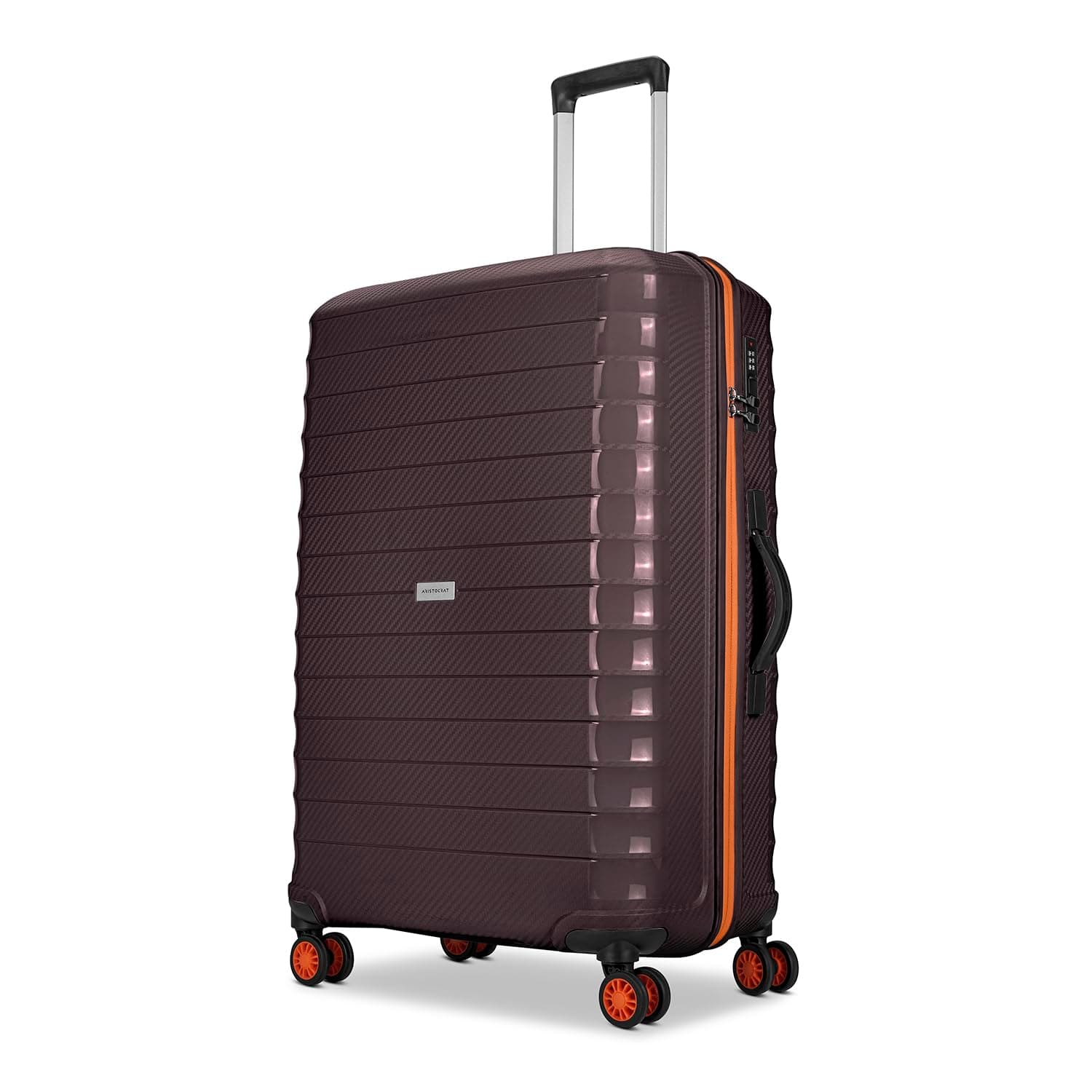 Aristocrat Altitude 8 Wheel Large Size (Check-in) Hard Case Trolley Bag | Combination Lock |Tough and Durable Polypropylene Luggage | 3 Year International Warranty| 78 CM Suitcase for Travel| Brown