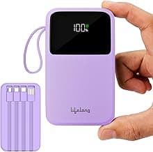 Lifelong Electronics 20000mAh 22.5W Fast Charging Power Bank | 3 Inputs (1 Built-in USB A Cable + 1 C + 1 Lightning Port) & 6 Outputs (3 Built-in Cables + 1 C + 2 A Port) | Small Pocket Size Powerbank