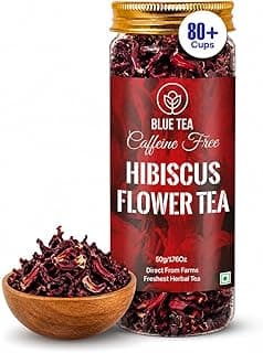 BLUE TEA - Hibiscus Tea - 50 gm (80+ Cups) | SKIN GLOW ENHANCING TEA | Flower Based - Herbal Tea - Caffeine Free - Tangy Flavor - Non-GMO | Featured in Shark Tank | Pet Jar
