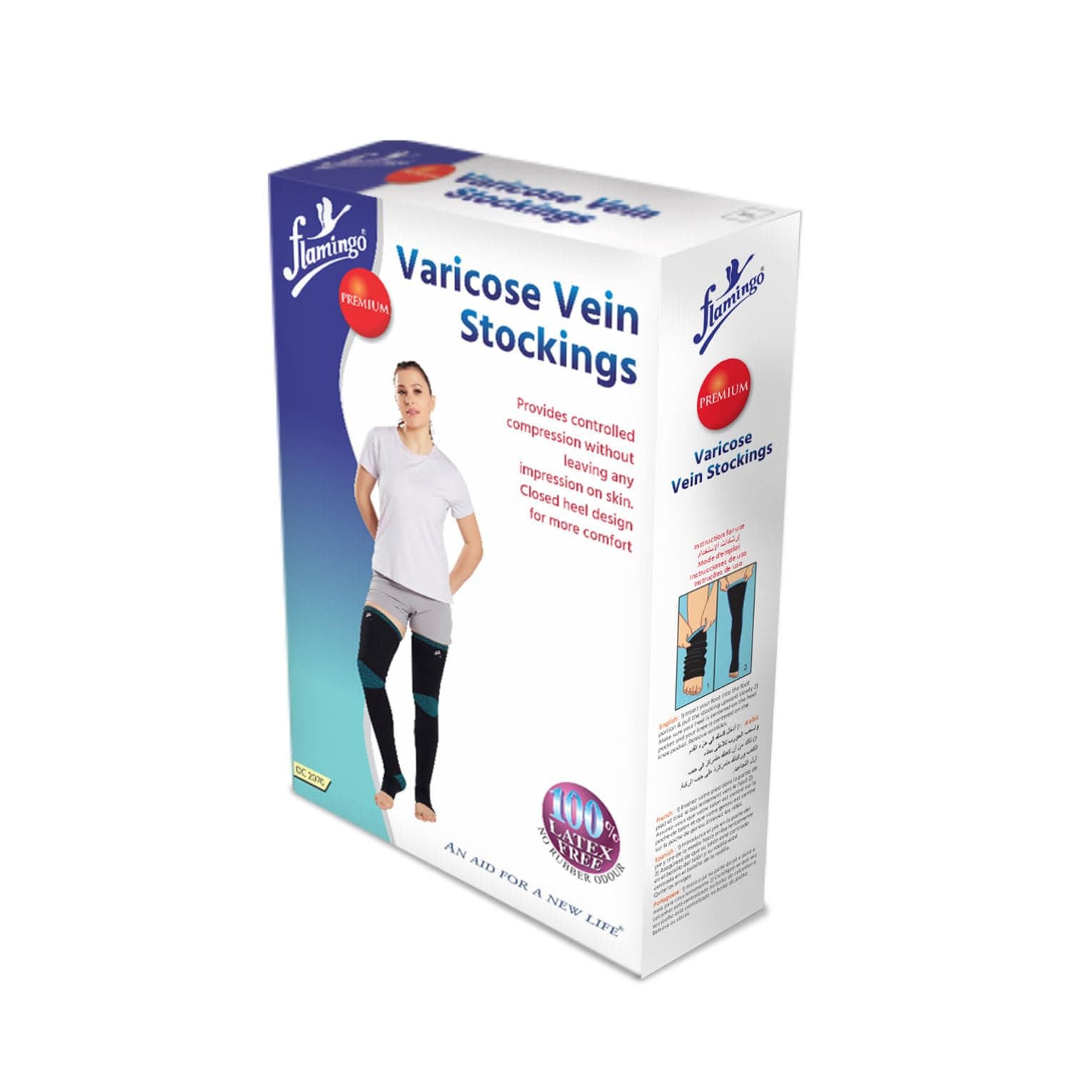 Flamingo Premium Varicose Vein Stockings | Medical Compression Stockings for Varicose Veins & Swelling | Compression Socks for Men & Women | Size - LARGE | 1 Pair |