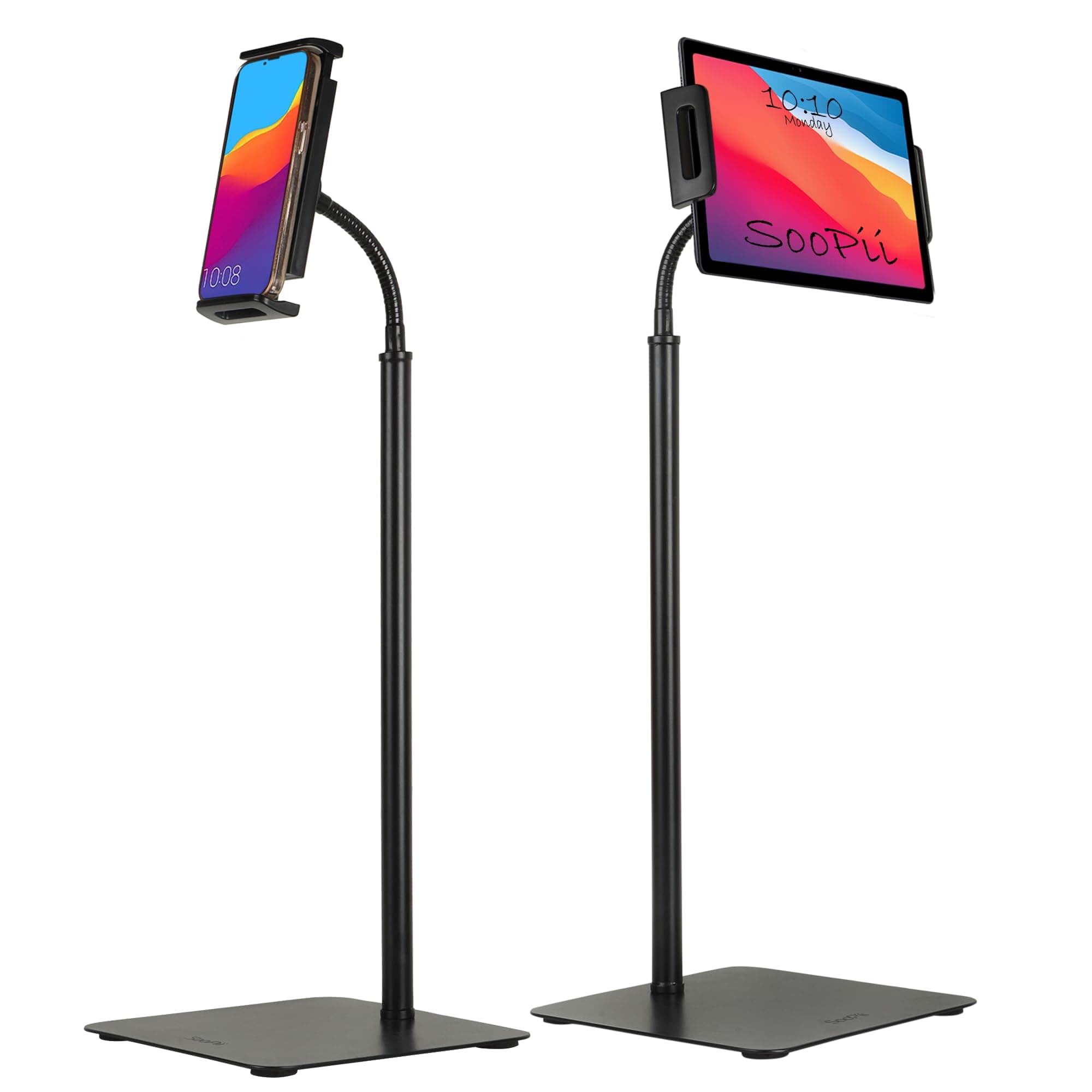 SOOPII Tablet + Mobile Stand with Strong Aluminum Body and Extra Stable Base with Anti-Slip Padding (Compatible Up to 14 inch Screen Devices)