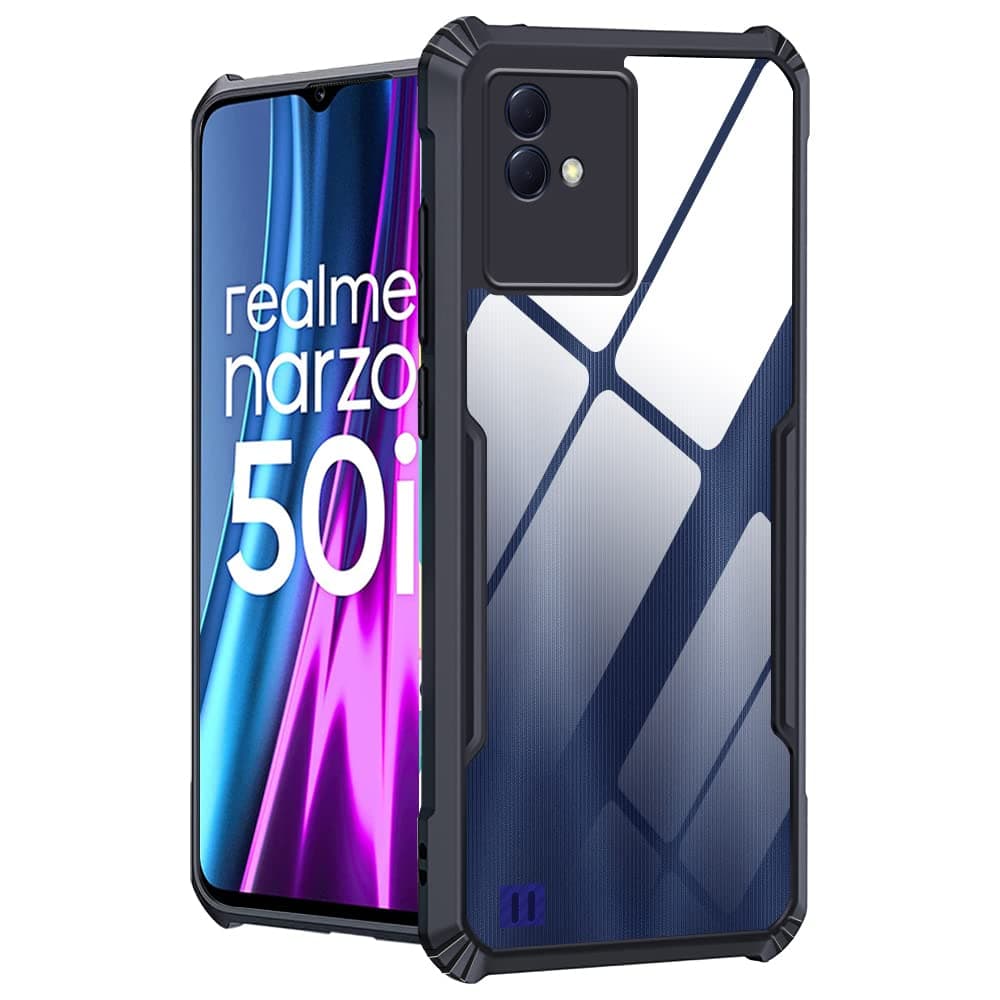 AmazonBasics TPU Shockproof Drop Protection Camera Protection Back Cover Case For Realme Narzo 50I - (Sides Black/Back Transparent)