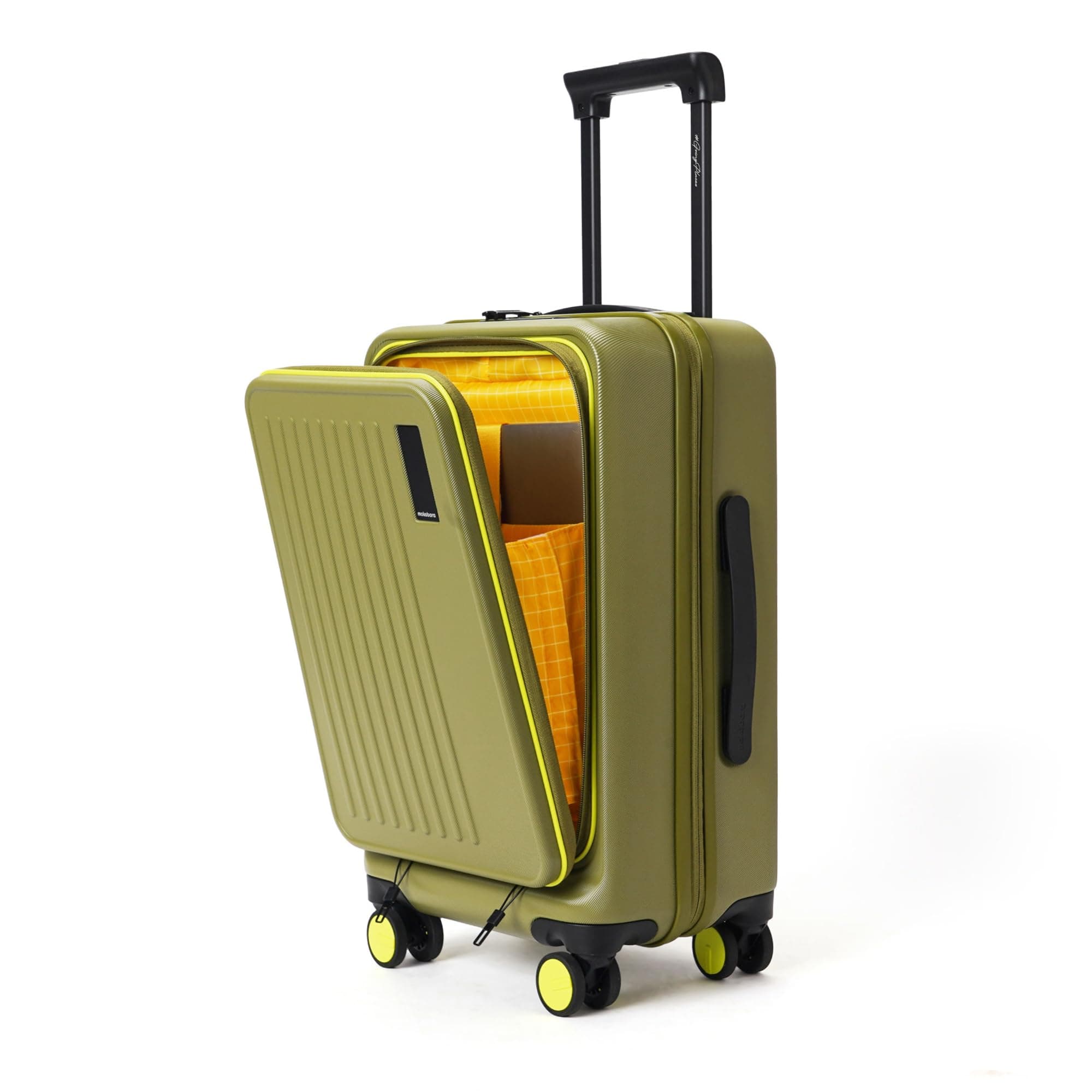 MOKOBARA The Transit Cabin Pro Luggage Small Cabin Size Polycarbonate Hardsided 8 Hinimoto Wheels Suitcase for Travelling (So Matcha Limeray),56 Cm (So Matcha Limeray 2.0)