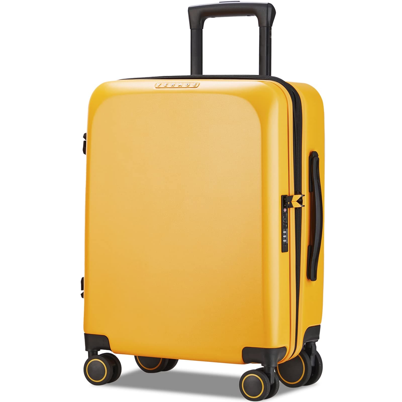 Verage Luxe Freeland 56cms Yellow Cabin Hardsided Trolley Bags for Travel, Expandable Hardshell Suitcase with Spinner Wheels, TSA Approved Lock Luggage (Small-Cabin-20)