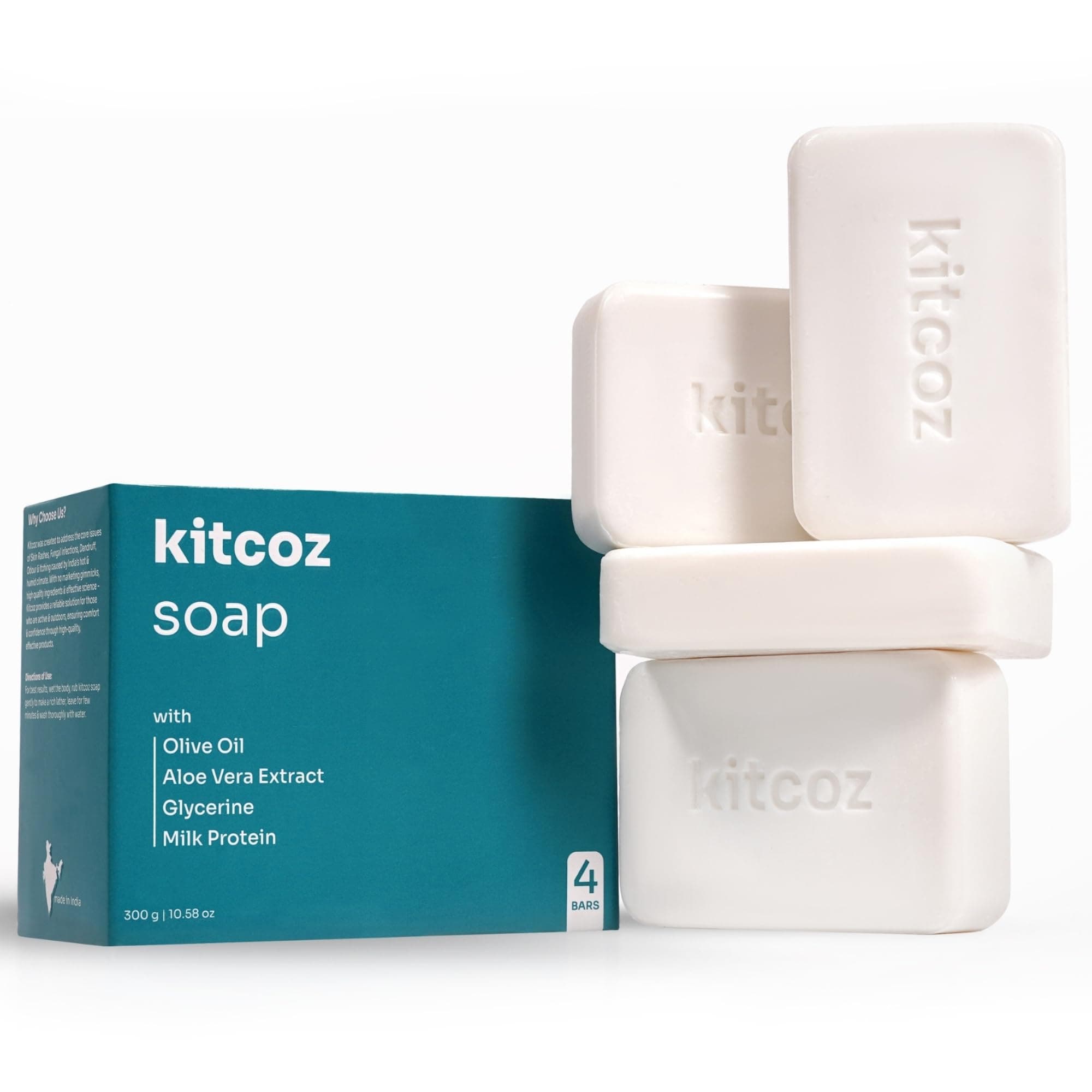 Kitcoz Anti Fungal & Anti Bacterial Soap For Intensive Fungal Infections of The Skin | Anti Itching Soap - Good for All Types of Skin (75gm x 4)