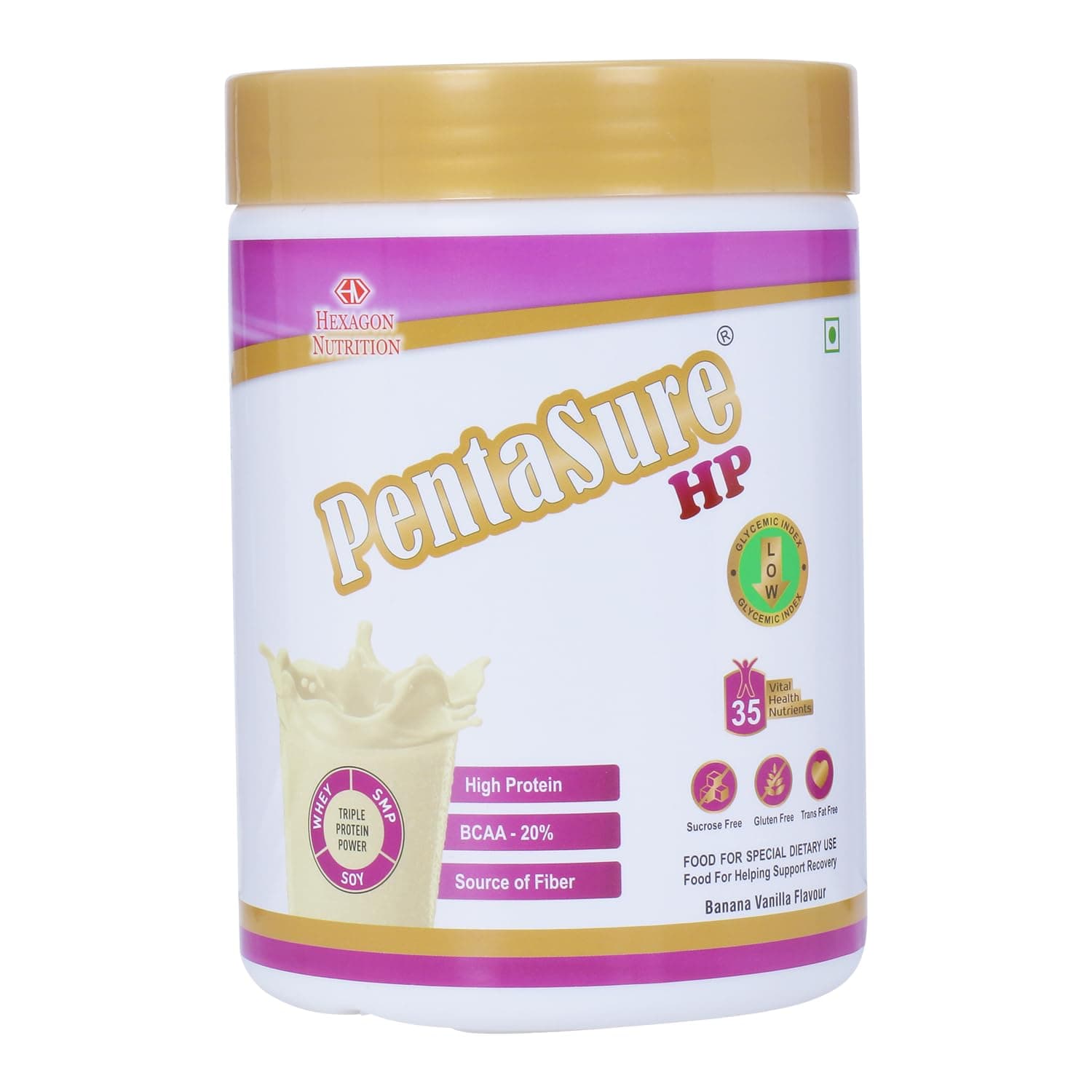 PentaSure HP Whey Protein Powder | Banana Vanilla Flavor – 1Kg | High Protein High Fiber Nutritional Supplement Drink | 45g Protein per 100g | Supports Muscle Strength, Recovery & Energy | Easy to Digest Formula for Daily Health & Fitness