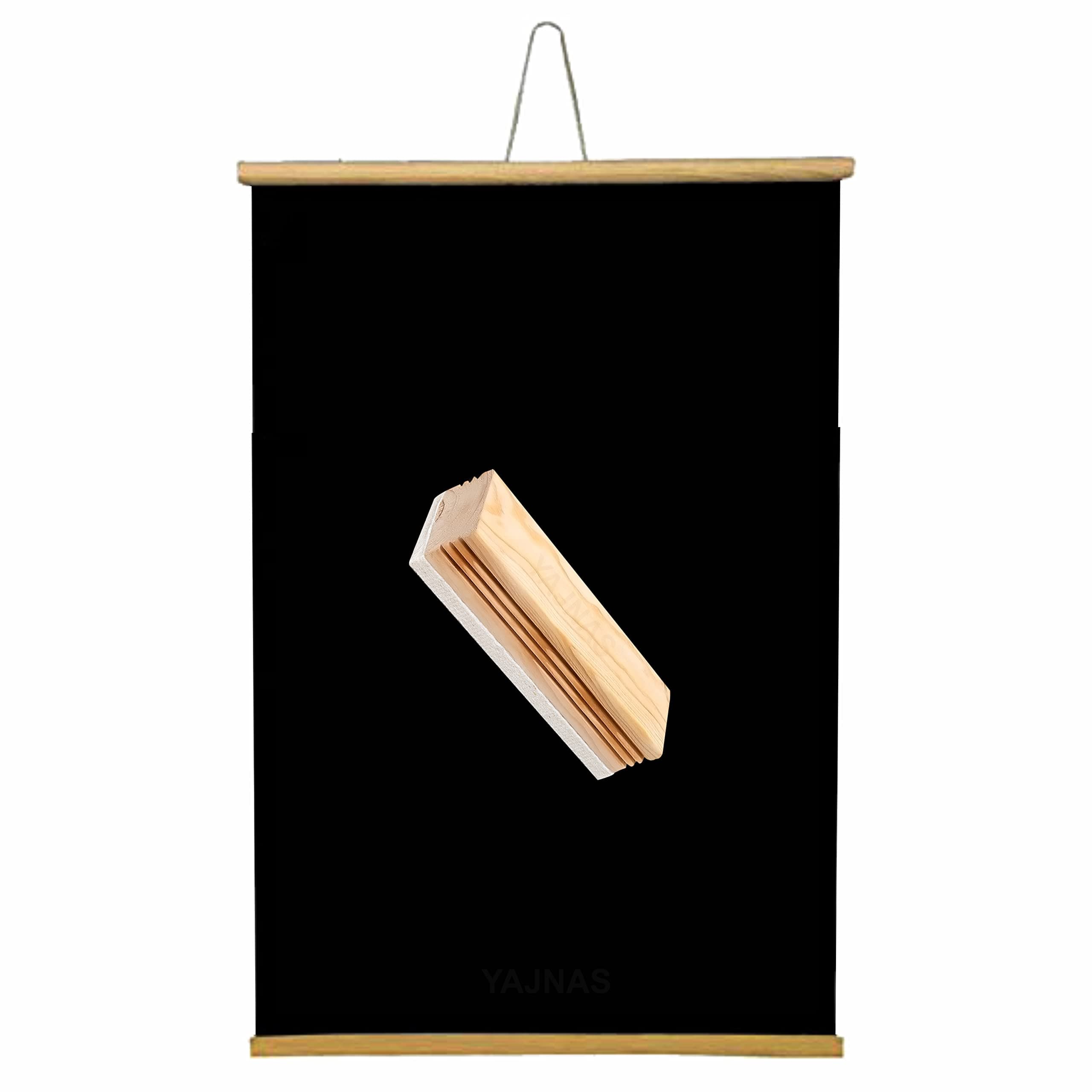 YAJNAS 2x3 feet/ 24x36 Inches/ 60x90 cm Black Roll up Wooden Board for Teaching Chalk Board Wall Hanging for Kids (2x3 Feet/ 24x36 Inches/ 60x90 cm (Black))