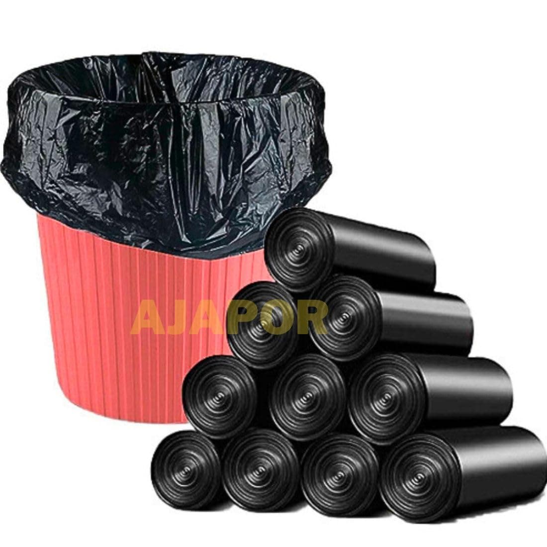 AJAPOR Biodegradable Garbage Bags (Medium Size 48×53 cm / 19×21 inch) (Pack Of 2) (60 Bags) Dustbin Bags For Kitchen Office Home | Wet Waste | Dry Waste | Extra Strong | Black