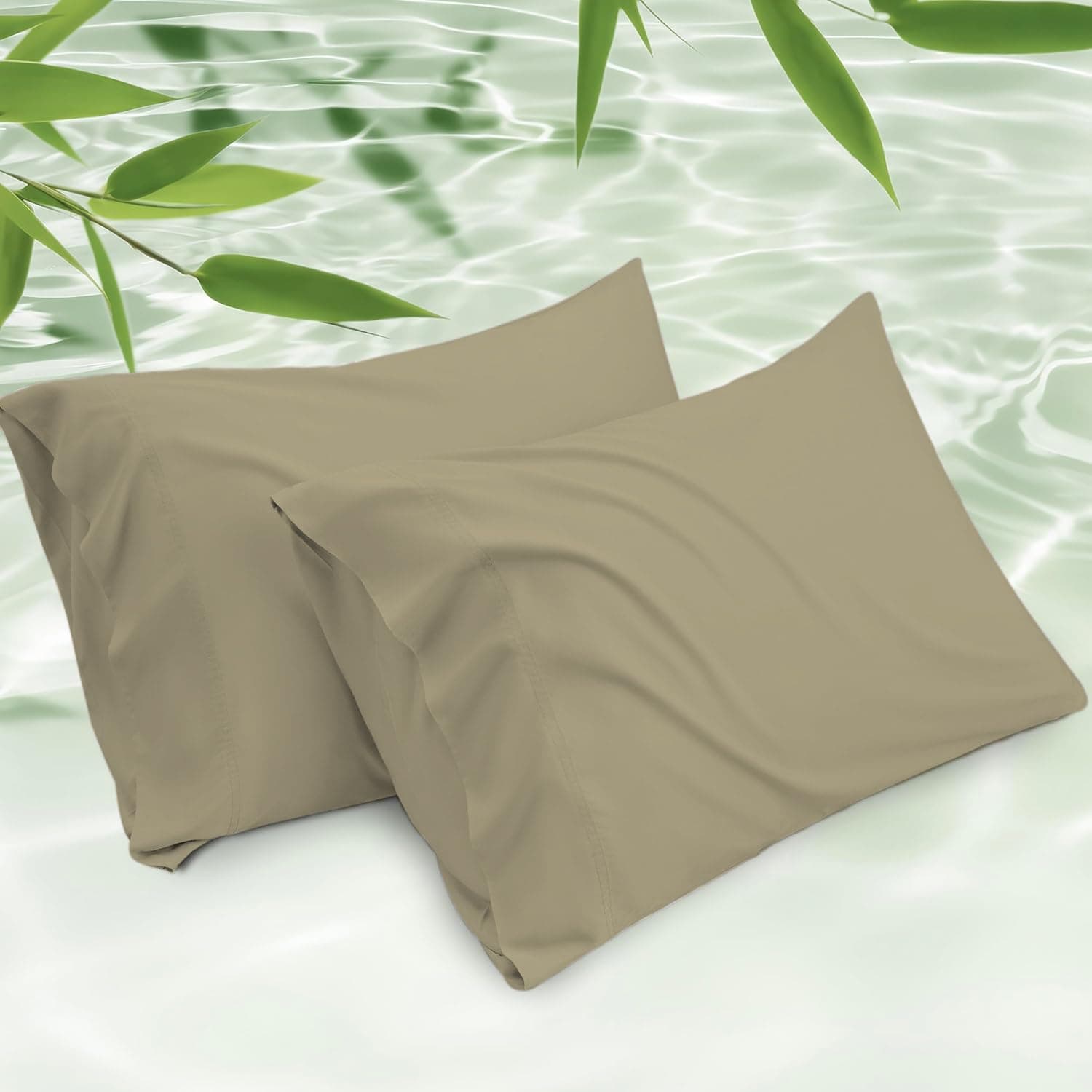 CCWB Luxury Bamboo Pillowcase Set of 2 | 100% Organically Grown | Ultra Soft | Cooling for Hot Sleepers | 100% Organic Pillow Cover Viscose Derived from Bamboo (Taupe, Queen - 20 x 30 Inches)
