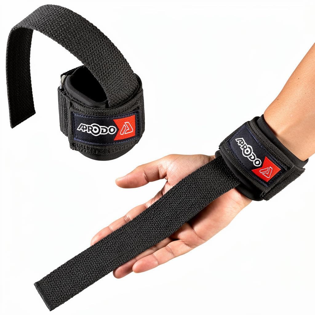Aprodo Power Weight Lifting Bar Straps with Wrist Support Wraps, Gym Workout, Bodybuilding, Powerlifting, Strength Training for Men & Women