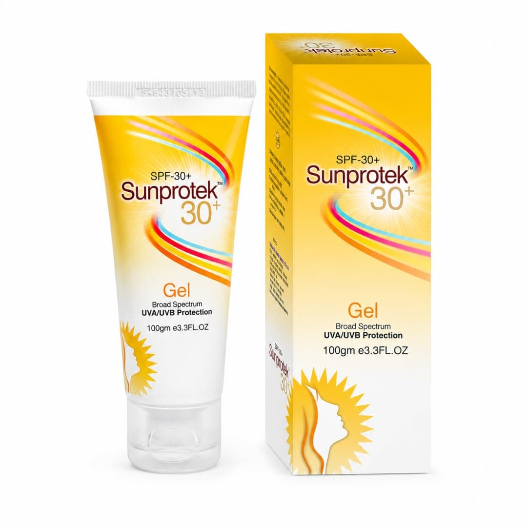 Sunprotek Sunscreen Gel SPF 50 PA++++ | Hydrating, Lightweight & Non-Greasy | No White Cast | Broad Spectrum UVA UVB | Clinically Tested | 100 g