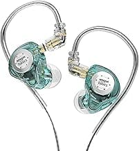 Amazon Basics Pro Series IEM Earphone, HiFi Stereo | 3.5 mm Plug| Dual Magnetic Circuit Dynamic Driver | Resin Inlay Metal Body | Detachable 5N OFC Cable | with Mic |for Audiophiles & Musicians |Cyan