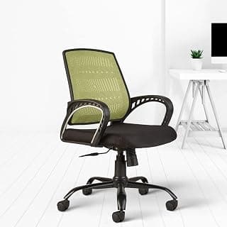 CELLBELL C106 Medium Back Mesh Office Chair/Study/Revolving/Computer Chair for Work from Home Metal Base Height Adjustable Reclining Chair [Pistachio Green]
